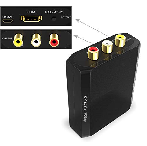 HDMI to RCA, Wenter 1080P HDMI to AV Converter / 3RCA CVBs Composite Video Audio Converter Adapter Supporting PAL/NTSC with USB Charge Cable