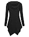 Miagooo Womens Cross Neck Uneven Hemline Hoody Long Sleeve Loose Flare Tunic Henley