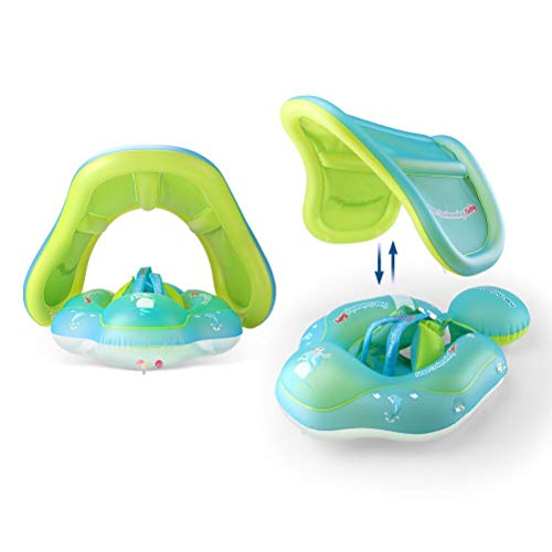 Free Swimming Baby Pool Float Activity Center with Removable Canopy for Kids Aged 6-36 Months Fun on The Water (L, Green)