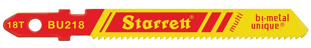 Starrett BU218-2 Bi-Metal Unique Unified Shank Multi Purpose Wood and Metal Cutting Jig Saw Blade, Regular Tooth, 0.040" Thick, 18 TPI, 3" Length x 3/8" Width (Pack of 2)