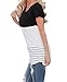 Imily Bela Women's Short Sleeve Colorblock T Shirt Lace Inset Tees Tops