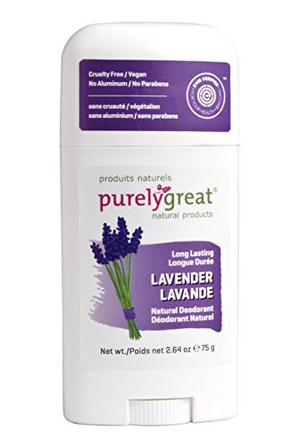 Purelygreat Natural Deodorant Stick - Lavender - EWG Verified - Vegan, Cruelty Free - No Aluminum, No Parabens - Essential Oils