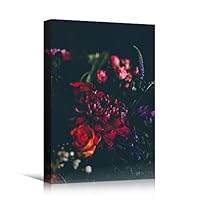 Canvas Wall Art Red Arrangement Bouquet Expressive Floral Multicolor Photography Romantics - 12x18 inches