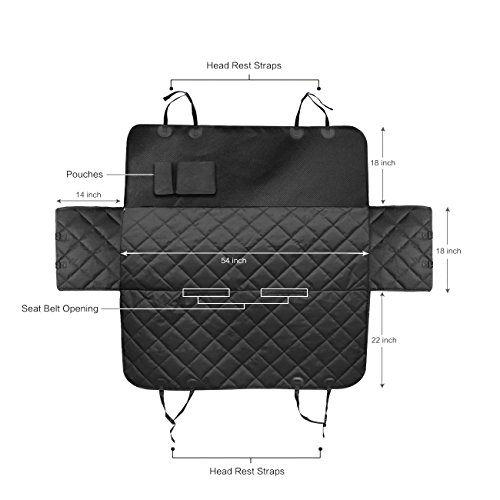 MOKOQI Pet Car Seat Cover with Side Flaps, Universal Waterproof Dog Back Soft Seat Covers Hammock Cat Car Bench Non-Slip Protector for Trucks SUV Car Family Travel - Thumbnail 3