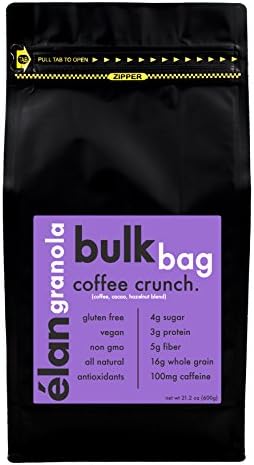 ELAN Chocolate Coffee Granola - Coffee Beans, Chocolate, Hazelnut, Goji Berries, &amp; Quinoa; 100mg Caffeine, Natural &amp; Clean Energy Cereal, 1 Bulk Bag (1.33 Lb)
