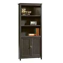 Sauder Edge Water Library with Doors, Estate Black
