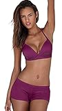 Herosky Women 2pcs Swimsiut Bikini With Boyshort Bikini Set Bathing Suit