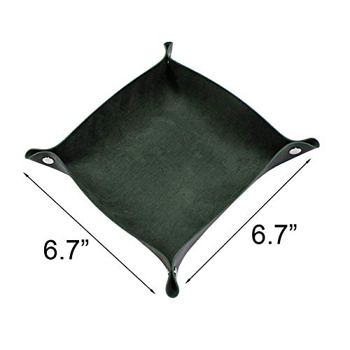 Acronde PU Leather Valet Tray Jewelry Tray Box Bedside Storage Tray Desk Organizer Trays Personalized Leather Catchall for Coin Key Phone Wallet Watches Glasses Catchall (Dark Green) - Thumbnail 6