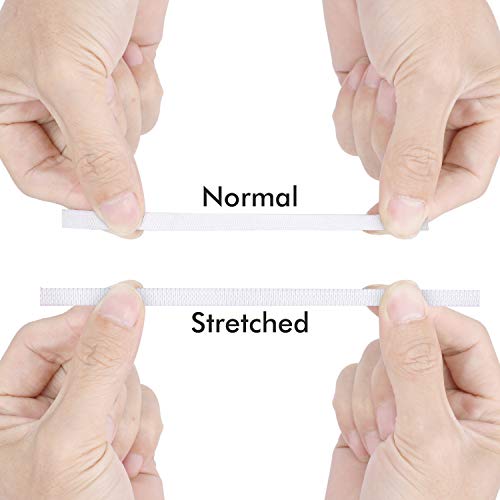 MOTOBA 10 Yards Elastic Bands for DIY Mask, 1/4 Inch Elastic for Sewing, Braided Elastic Band Elastic String Cord for Crafts (White)