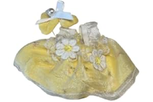 Interchangeable Dresses for Labubu（No Doll）, Cream Color, Floral Pattern (Yellow)