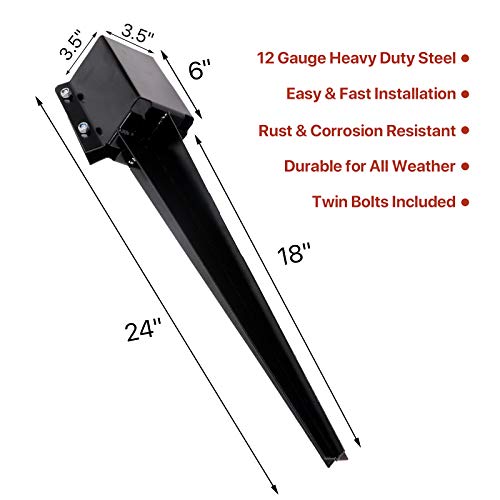 Sekcen 6 Pcs Fence Post Anchor Ground Spike 4x4 Metal Post Stake 24