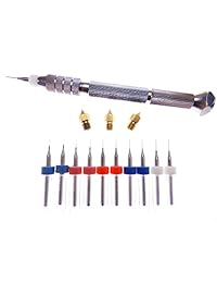 Impresora 3d obstruidos Extrusora Boquilla del cabezal de impresión Kit .2 .25 .3 .35 .4 mm bits (2 de cada) + pin Vise Herramienta Bit Holding + (1 Cada Uno) Boquillas 0,2 mm .3 mm .4 mm MK7 MK8 Makerbot Reprap Felix 1,75 mm Filamento ABS PLA