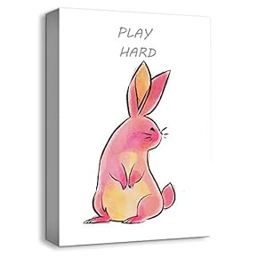Canvas Wall Art-Cute Rabbit-Canvas Prints Home Artwork Decoration for Kids Bedroom,Living Room - 12x18 inches