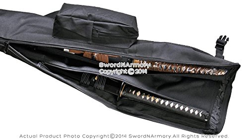 Munetoshi 43.5" Dojo Training Iaido Iaito Sword Carrying Bag with Strap Samurai Katana Travel Case Wakizashi Bokken Staff Bo Medieval Weapon Kung Fu Holder - Thumbnail 2