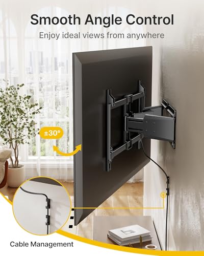 monTEK 1.38" Ultra Slim TV Wall Bracket for 37-90 Inch TVs Up to 85kg, Swivel, Tilt & Extend, Heavy Duty TV Wall Mount with Double Arm, Full Moiton TV Bracket, Max VESA 600x400mm