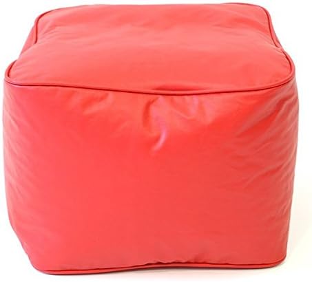 Single Piece Bright Red Home Decor Leather Look Ottoman, Modern Contemporary Style, 250-Pound Weight Capacity, Double Stitched, Ideal For Foot Rest And Extra Seat