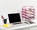 Klickpick Office 4 Tier Heavy Duty Metal Desktop Letter Tray File Organizer Sorter Desk Document Organizer Shelf Tray Magazine Holder Paper File Newspaper Organizer Tray - Pink