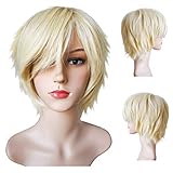 Another Me Women Men’s Layered Short Straight Wig Light Blonde Hair Heat Resistant Fiber Wig Party Cosplay Accessories