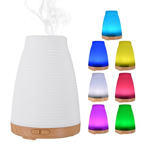 Aroma Diffuser, ELEGIANT 100ml Ultrasonic Humidifier Essential oil Diffuser Cool Mist Humidifier with Adjustable Mist Mode,Waterless Auto Shut-off and 7 Color LED Lights Changing for Home,Office