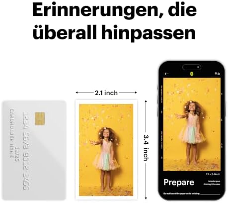 Mini 2 ERA 5x7,6cm Fotodrucker, Geschenkset mit 38 Blatt, Weiß/Schwarz/Gelb