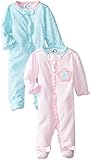 Gerber Baby-Girls Newborn 2 Pack Sleep N Play Zip Front, Flowers, 6-9 Months