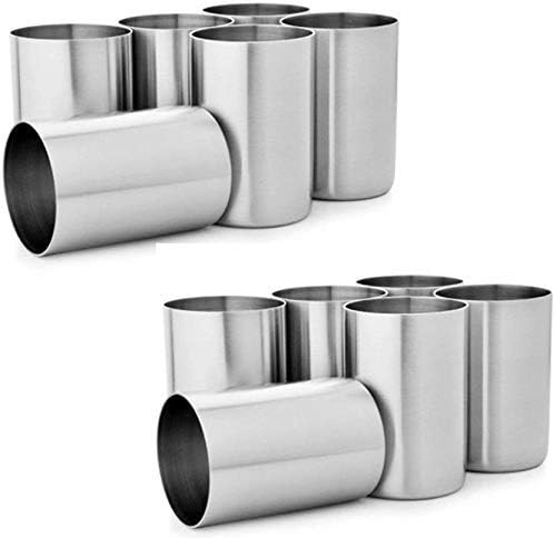 Limetro Stainless Steel Serving Glasses, Multi Purpose, Unbreakable Water Drinking Glasses Set - G14-12 (350ml, Pack of 12)