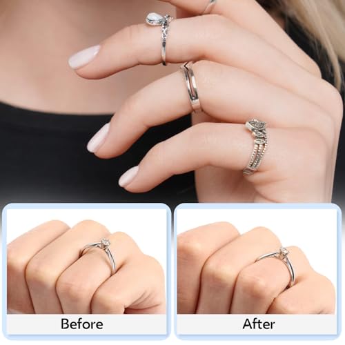 Anpro Ring Sizer Adjusters for Loose Rings - 15-Pack Multiple Styles, Invisible Spacer Guards & Tighteners for Women, Fits Almost Any Ring