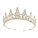 Santfe Bridal Wedding Prom Rhinestone Crystal Crown Hairband Headband Tiara Hair Jewelry for Womens Girls (style gold-2)