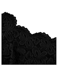 MissMay vestido de fiesta largo con encaje floral, manga larga y cuello en bote para dama