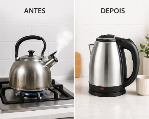 Chaleira Eletrica Inox 2L Desligamento Automatico Base 360 Aquecimento Rapido Cha Cafe Escolha 220V (220V)