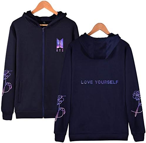 BTS Hoodie V Rap-Monster Suga Jin Jimin J-Hope Jung Kook Zip-up Jacket Love Yourself Sweater