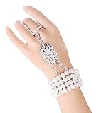 Babeyond® The Great Gatsby Inspired Bridal Flower Pattern Imitation Pearl Bracelet Ring Set