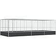 vidaXL Aviary with Extension – Silver Steel Bird Cage, Spacious 285.4"x120.9"x83.5", Mesh Grid, Lockable Door