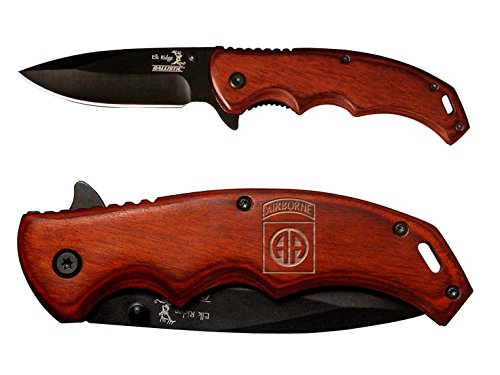 82nd Airborne engraved Elk Ridge ER-A004BW Pakkawood Stalwart Folding Ballistic Pocket Knife by NDZ Performance 82nd Airborne engraved Elk Ridge ER-A004BW Pakkawood Stalwart Folding Ballistic Pocket Knife by NDZ Performance