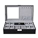 SONGMICS Black Jewelry Box, 8-Slot Watch Organizer, Storage Case with Lock and Mirror UJWB41B