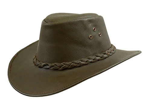 Kakadu Traders Lederhut Murray in braun mit geschwungener Krempe und geflochtenem Hutband | Herren Damen Größe | 2.Wahl – Bild 7