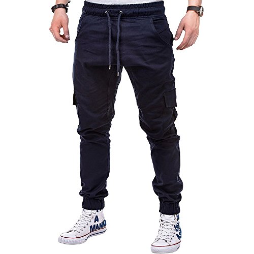 Drawstring Pant Fashion Men's Sport Pure Color Bandage Casual Loose Sweatpants