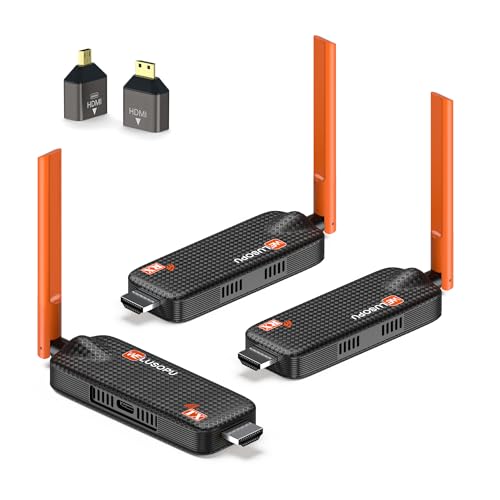 Wireless HDMI Transmitter and 2 Receivers with Up to 6 RX, 5G Transmission Plug & Play APP Display, 1080P@60Hz with 4K Video Decoding for Laptop Camera Monitor Projector – 165FT/50M