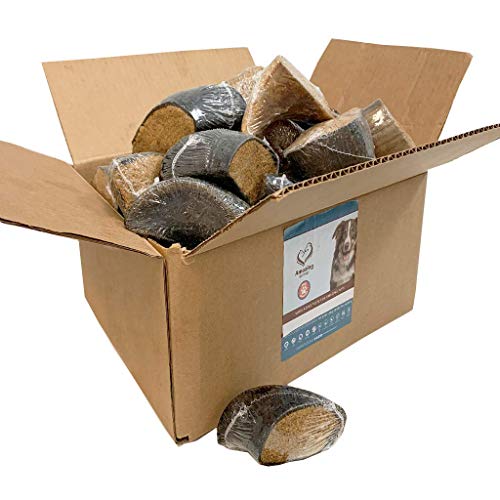 Acai Stuffed Cow Hooves (20 Count) Filled Cow Hooves Beef Hoof Dog Treat Long Lasting Cow