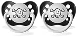 Ulubulu Expression Pacifier Skull Bundle, 2 Pack, Black/Black