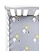 Kachabros 100% Cotton Crib Sheets Nursery Bedding for Boy 2 Pack Soft in Gray with Elephant Dog and Yellow Stars