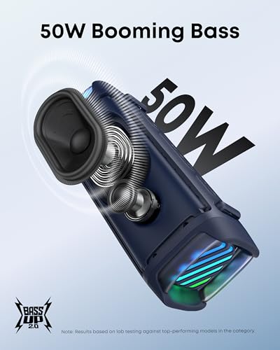Soundcore by Anker Boom 3i Bocina Bluetooth Portatil, hasta 16h, 50W Potencia, IP68 Flotante Resistente Agua Salada, BassUp 2.0, Bluetooth 5.3, Ideal para Pesca, Camping Exteriores
