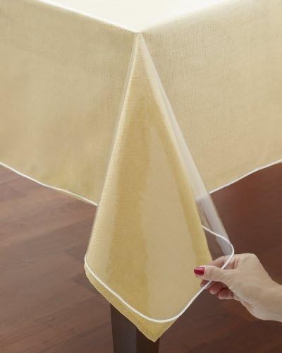Every Day Use 60" x 84" Oval 100% Vinyl Waterproof Plastic Table Cover with Crystal Clear PVC Tablecloth Protector