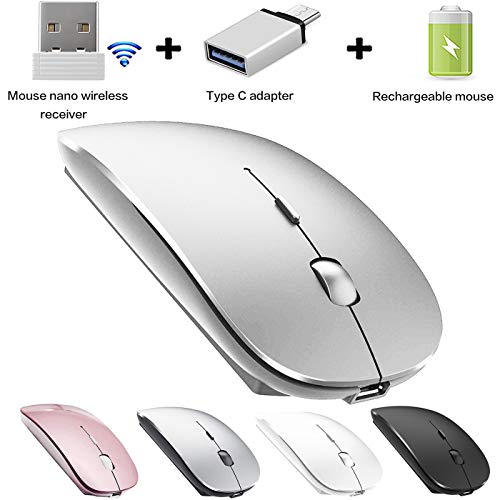 Wireless Mouse for MacBook Air/Pro Wireless Mouse for MacBook Laptop Windows iMac (Silver)