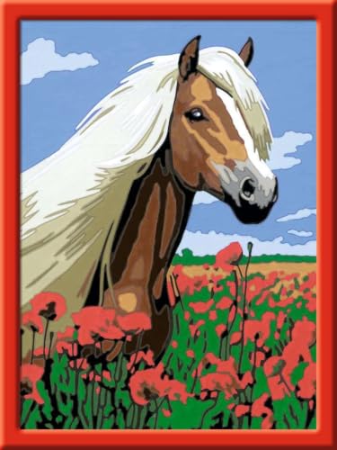 Ravensburger CreArt Haflinger 28652 Painting by Numbers Horse for Children from 7 Years, Painting Set with Frame, Brush and Acrylic Paints, Gift for Girls and Boys, with Stickers