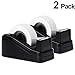 Ktrio Mini Desktop Tape Dispenser Desk Tape Dispensers for 1/2 or 3/4 Inch Magic Tape Invisible Tape with 1 Inch Core, Non-Slip Tape Holder 4.0x2.2x1.7 Inch 2 Pack Black