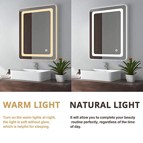 Cozy Castle Bathroom Mirror with LED Lights Lighted Wall Mounted