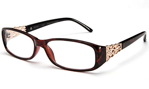 Newbee Fashion - Womens Slim Fit Temple Design Metal Frame Clear Lens Glasses