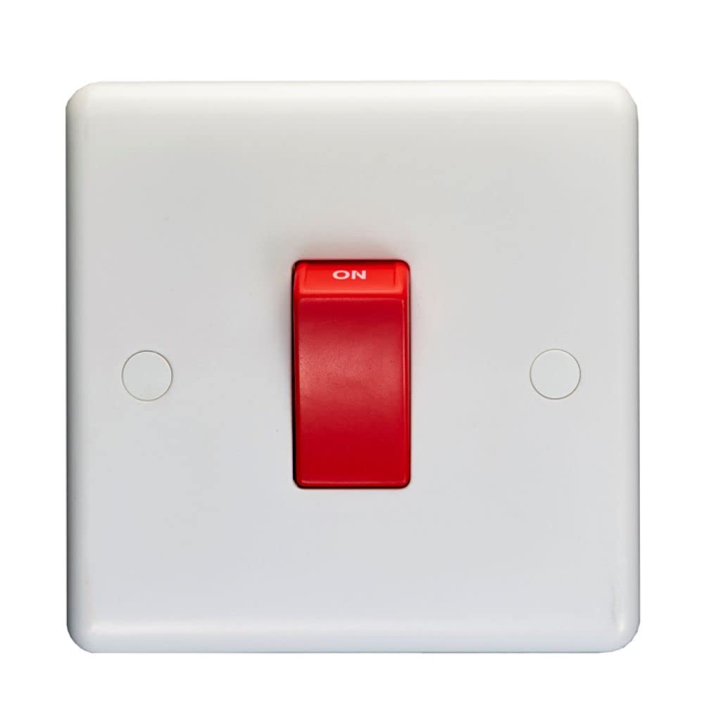 Eurolite Enhance White Plastic 45A DP Switch Single Plate