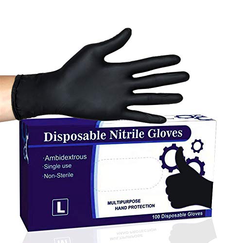 Guants d'un sol &uacute;s II, Nitrile Kitchen Grand Black Nat Latex Subministraments diaris per al Servei d'Aliments / Mechanic / Neteja / Pint / Tattoo / Cogering / Hair Coloring Duble, Fit per NASAME